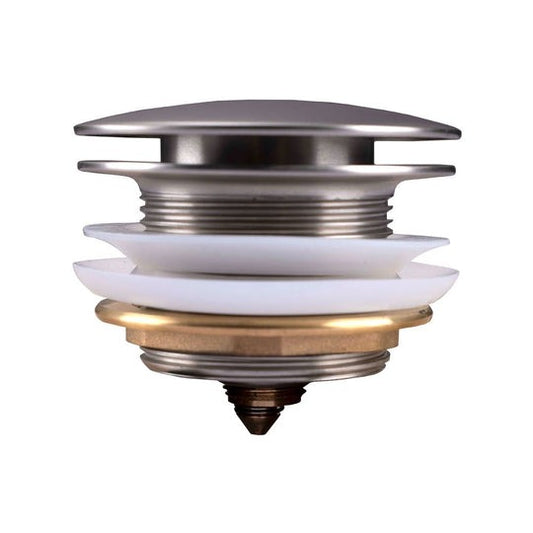 Brushed Nickel Solid Brass Bathtub Mushroom Pop Up Waste Drain NO Overflow