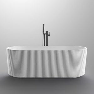 UNIQUE 1500 Fluted Free Standing Bathtub White  Bathtub