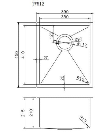 Handmade Top/Undermount Single Bowl Kitchen Sink