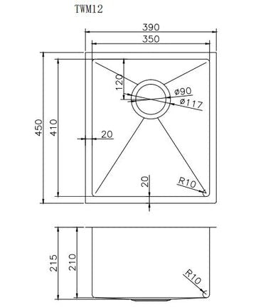 Handmade Top/Undermount Single Bowl Kitchen Sink
