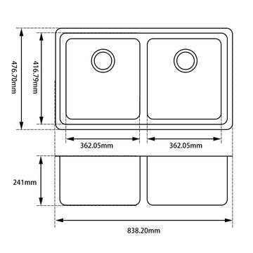 White Kitchen Sink Granite Stone Under Mount Double Bowls