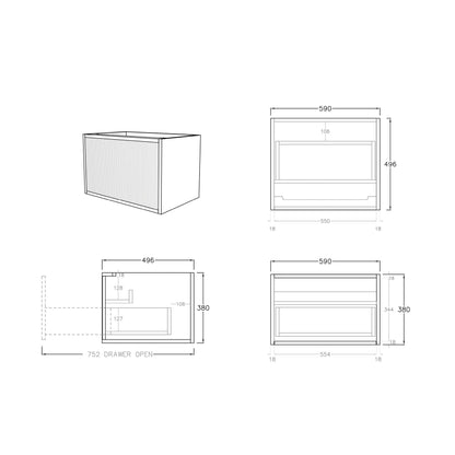 BELLEVUE Wall Hung Vanity - 2 Color's & 5 Sizes Available
