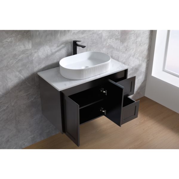 Luna Wall Hung Vanity - Matte Black  vanity