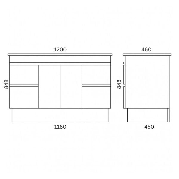 NUTRO LUX Freestanding Vanity - in 3 Sizes (750,900,1200mm) 