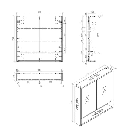 BONDI Mirror Cabinet 75/90/120