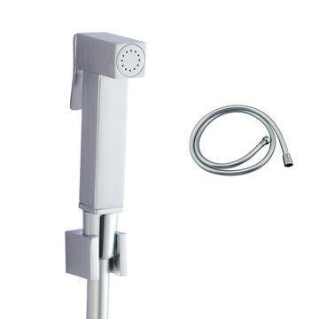 Square Chrome Toilet Bidet Spray Kit 1.2m PVC Hose