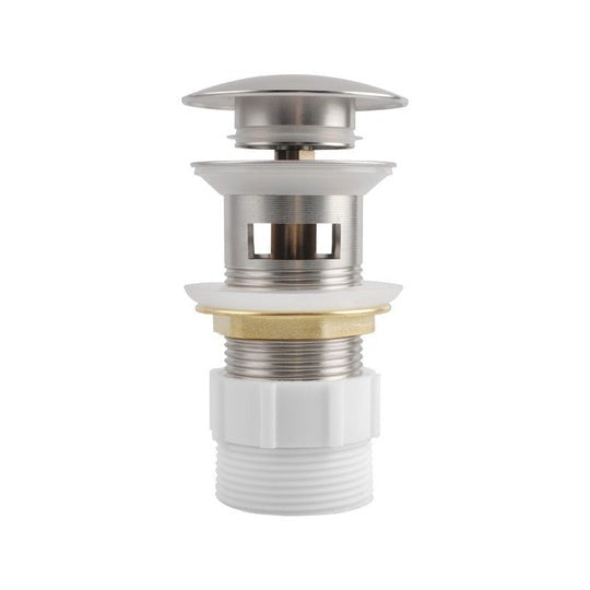 Brushed Nickel Mushroom Solid Brass Basin Pop Up Waste with No Overflow