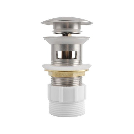 Brushed Nickel Mushroom Solid Brass Basin Pop Up Waste with No Overflow