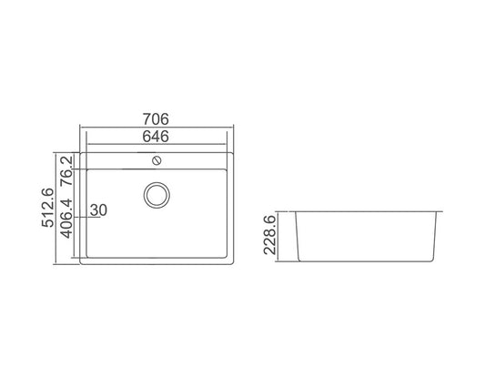 IMPACT 59L Sink with Tap Hole