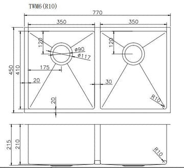 Hand-Made Double Bowl Kitchen Sink