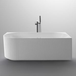 BENITA 1500mm Fluted Right Hand Corner Gloss White Bath Tub  Bathtub