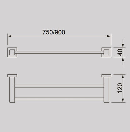 QUBI 75cm Double Towel Rail