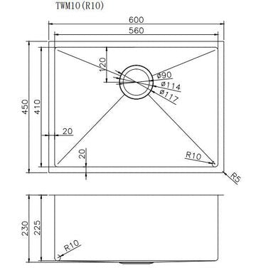 Handmade Top/Undermount Single Bowl Kitchen Sink 304 Stainless Steel