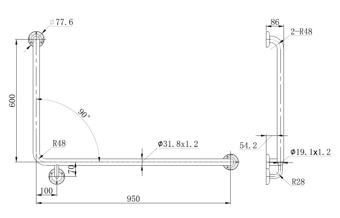 MOBI CARE 950x600mm Grab Rail  rail