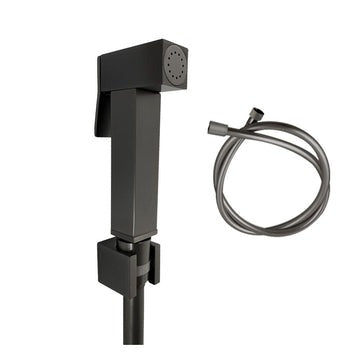 Square Brass Gun Metal Grey Toilet Bidet Spray Kit