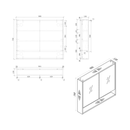 BONDI Mirror Cabinet 75/90/120