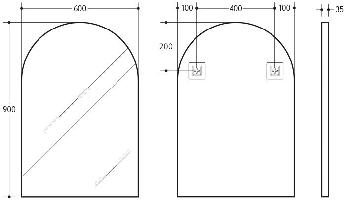 Arch Gold Framed Mirror 600x900mm