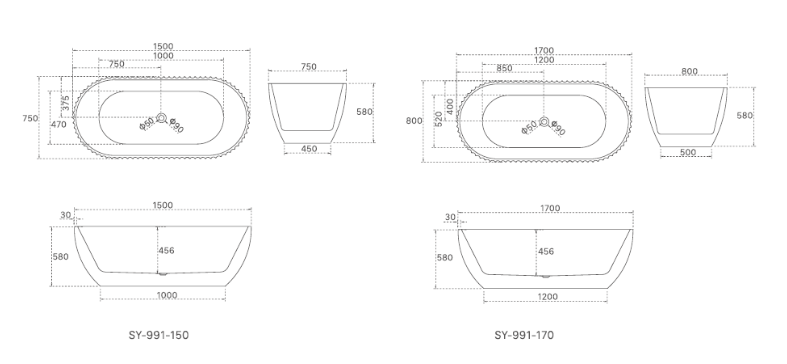 HENLEY Freestanding Bathtub - 2 Sizes Available