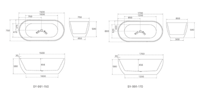 HENLEY Freestanding Bathtub - 2 Sizes Available