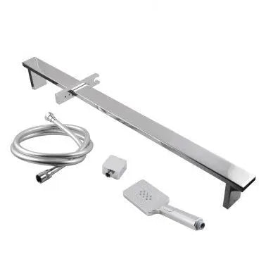 Square Sliding Shower Rail with 3 Mode Handheld Shower Wall Connector Set - in Chrome, Matte Black, Brushed Nickel 