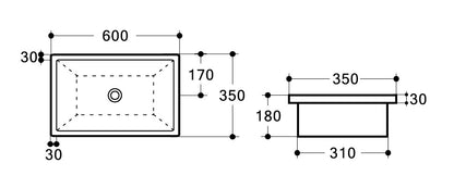 QUBI-II Under Counter Basin - In 2 Sizes (500mm,600mm)