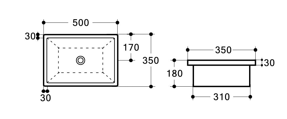 QUBI-II Under Counter Basin - In 2 Sizes (500mm,600mm)