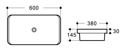 MILAN Half Insert Basin - In 2 Sizes (500mm,600mm)