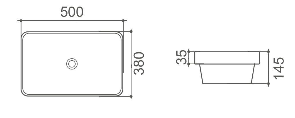 MILAN Half Insert Basin - In 2 Sizes (500mm,600mm)