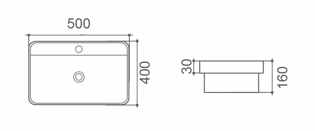 VENICE Half Insert Basin - In 2 Sizes (500mm,600mm)