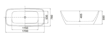 CHLOE Free Standing Bath Tub -  in 2 Sizes (1500mm, 1700mm)