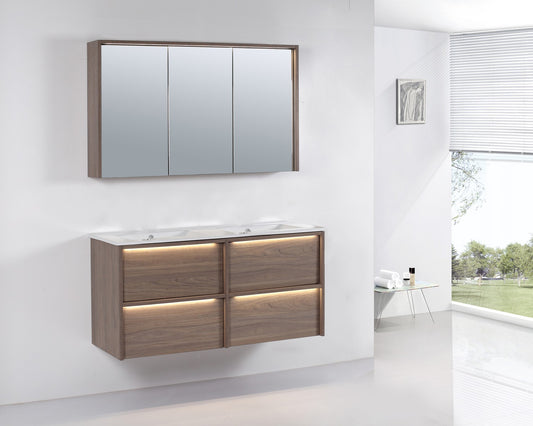 NEON Wall Hung Vanity with LED - in 3 Sizes - Ceramic and Stone Top
