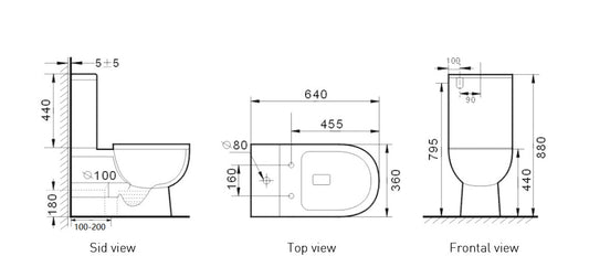 Toilet Suite Back to Wall Rimless  Soft Closing Seat EG2001