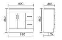 FINO Vanity Free Standing - 900mm with Ceramic Top