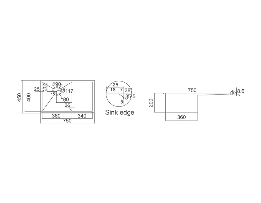 IMPACT Single Bowl Sink with Drainer 