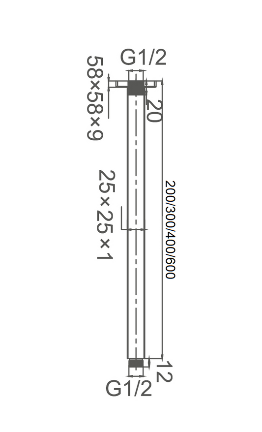 DOCCIA Square Ceiling Dropper