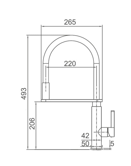 KENZO Sink Mixer - with Black Hose in Chrome