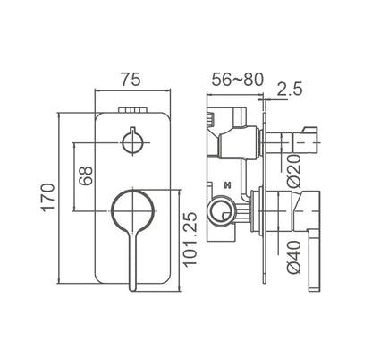 KENZO Shower Mixer with Diverter 