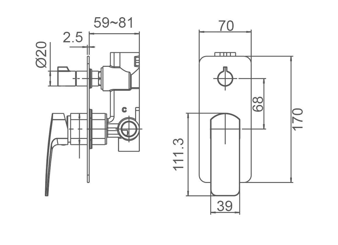 BRAVO-II Shower Mixer with Diverter 