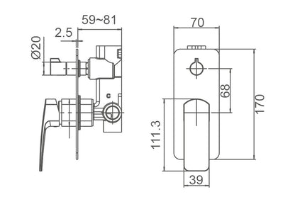 BRAVO-II Shower Mixer with Diverter 