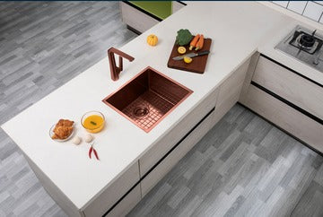 Rose Gold PVD Hand-made Single Bowl Kitchen Sink(Round Edges)
