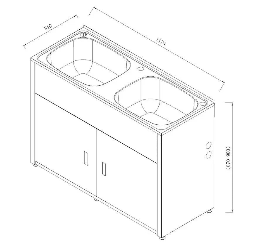 LAVASSA Double Bowl Laundry Trough and Cabinet 