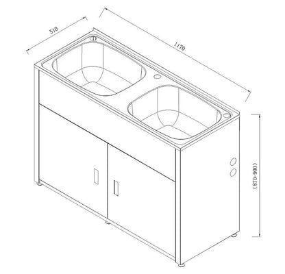 LAVASSA Double Bowl Laundry Trough and Cabinet 