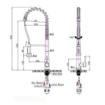 Tall Spring Black Pull Out Kitchen Sink Mixer Tap