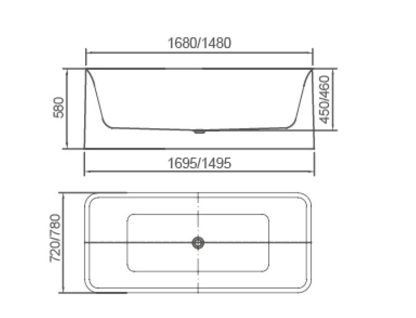 PIAZA Free Standing square Bath Tub -  Available in 2 Sizes