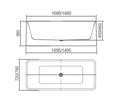PIAZA Free Standing square Bath Tub -  Available in 2 Sizes