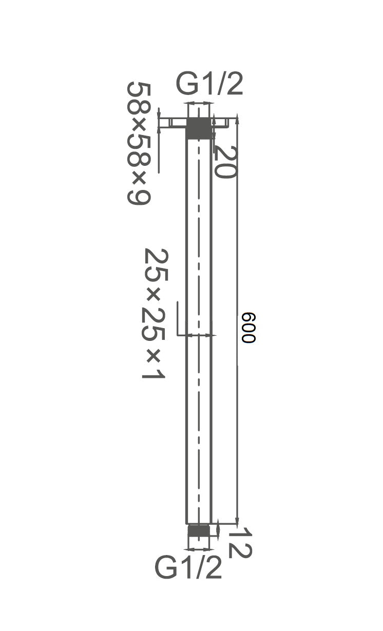 DOCCIA 600mm Round Ceiling Dropper 