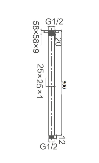 DOCCIA 600mm Round Ceiling Dropper 