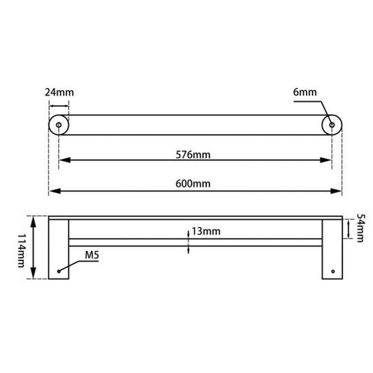 RUSHY Gun Metal Grey Double Towel Rail - 600mm , 800mm