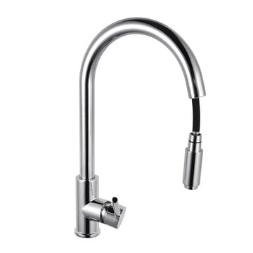Round Chrome Pull Out Kitchen Sink Mixer Tap  Kitchen Mixer