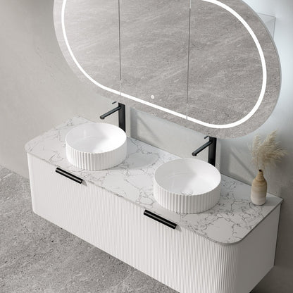 PIAZA Wall Hung Vanity - in 3 Sizes - Stone top -  5 Handle Color Options